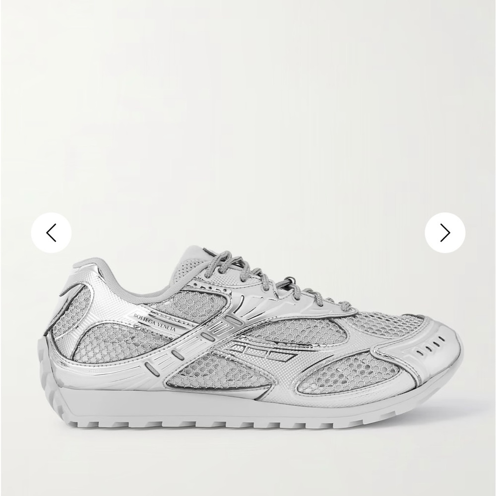 Brand New Bottega Veneta Silver Mesh Athletic Sneaker